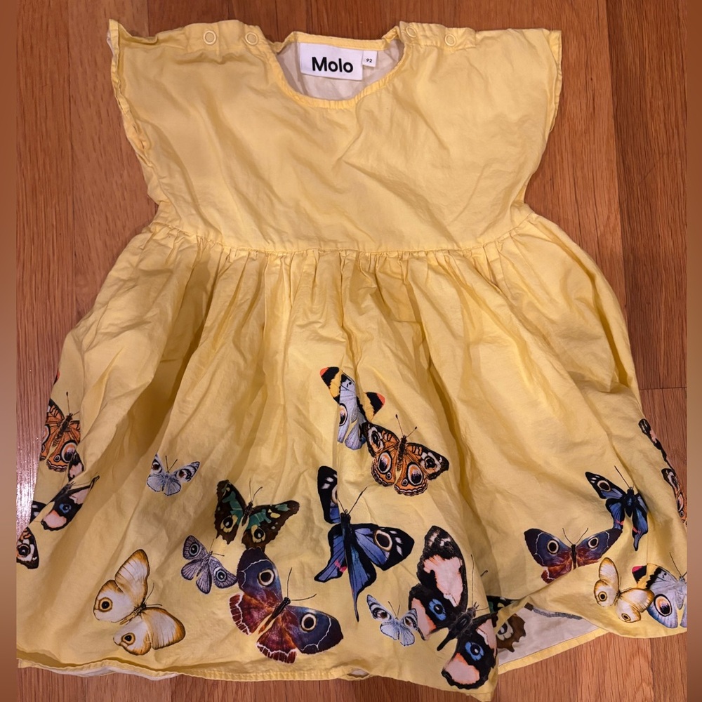 Molo | yellow cotton butterfly dress size 92 / 2